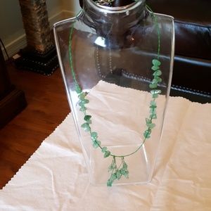 Wire strung green stone necklace